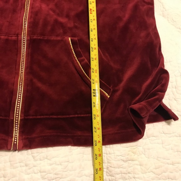 QF maroon velour long sleeved zip-up collared jacket with rhinestone zipper (2X) - Picture 14 of 16
